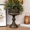 Vintage Ornate Metal Urn Vase Bronze Finish Pedestal Centerpiece